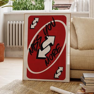 Miss You More Print, Red Retro Wall Art, Playing Card Wall Art, Girly Wall Art, Trendy Wall Art, Apartment Decor, Preppy Wall Decor