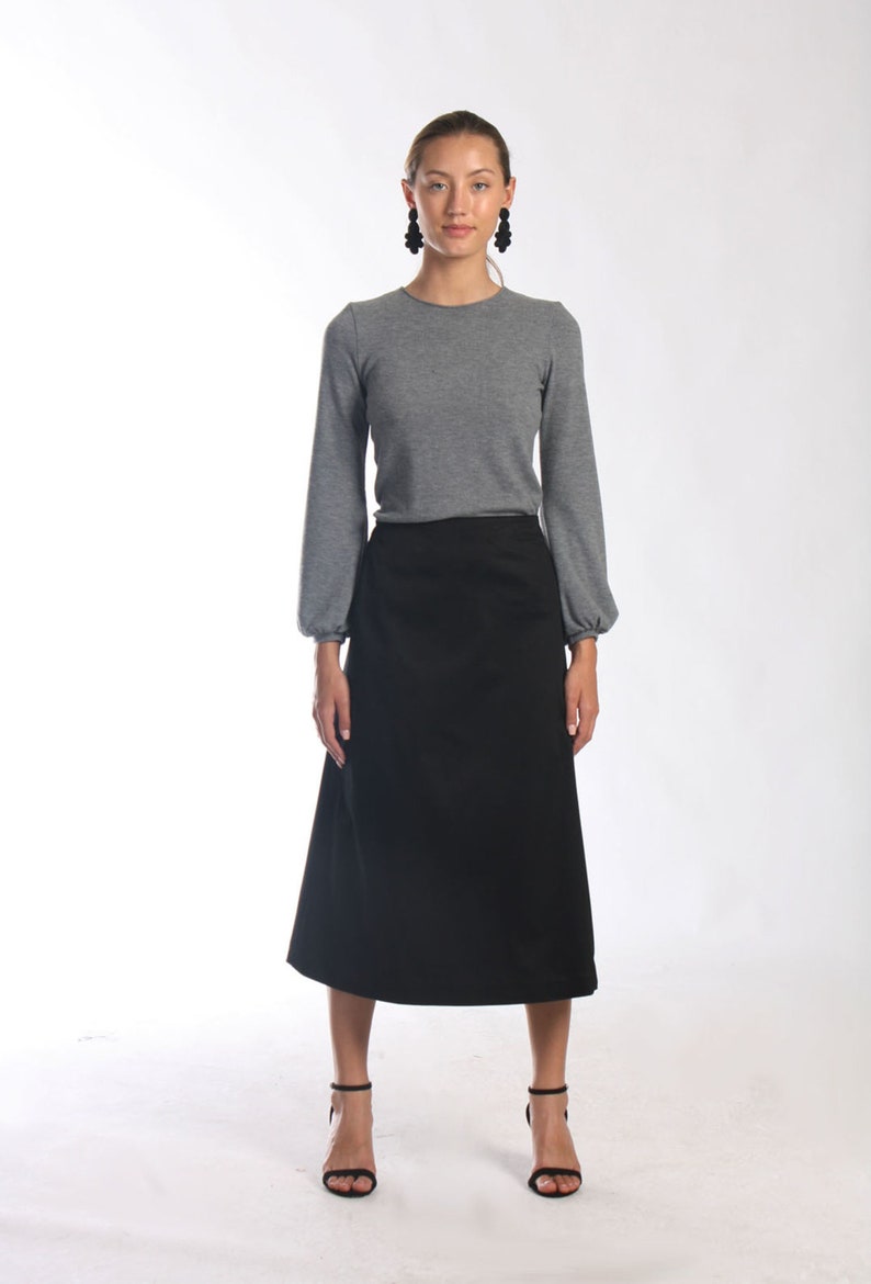 Black Aline Midi Skirt Cotton Skirt Office Suit Skirt Party - Etsy