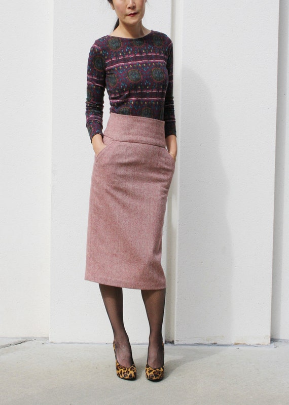 High waisted pencil skirt pockets top