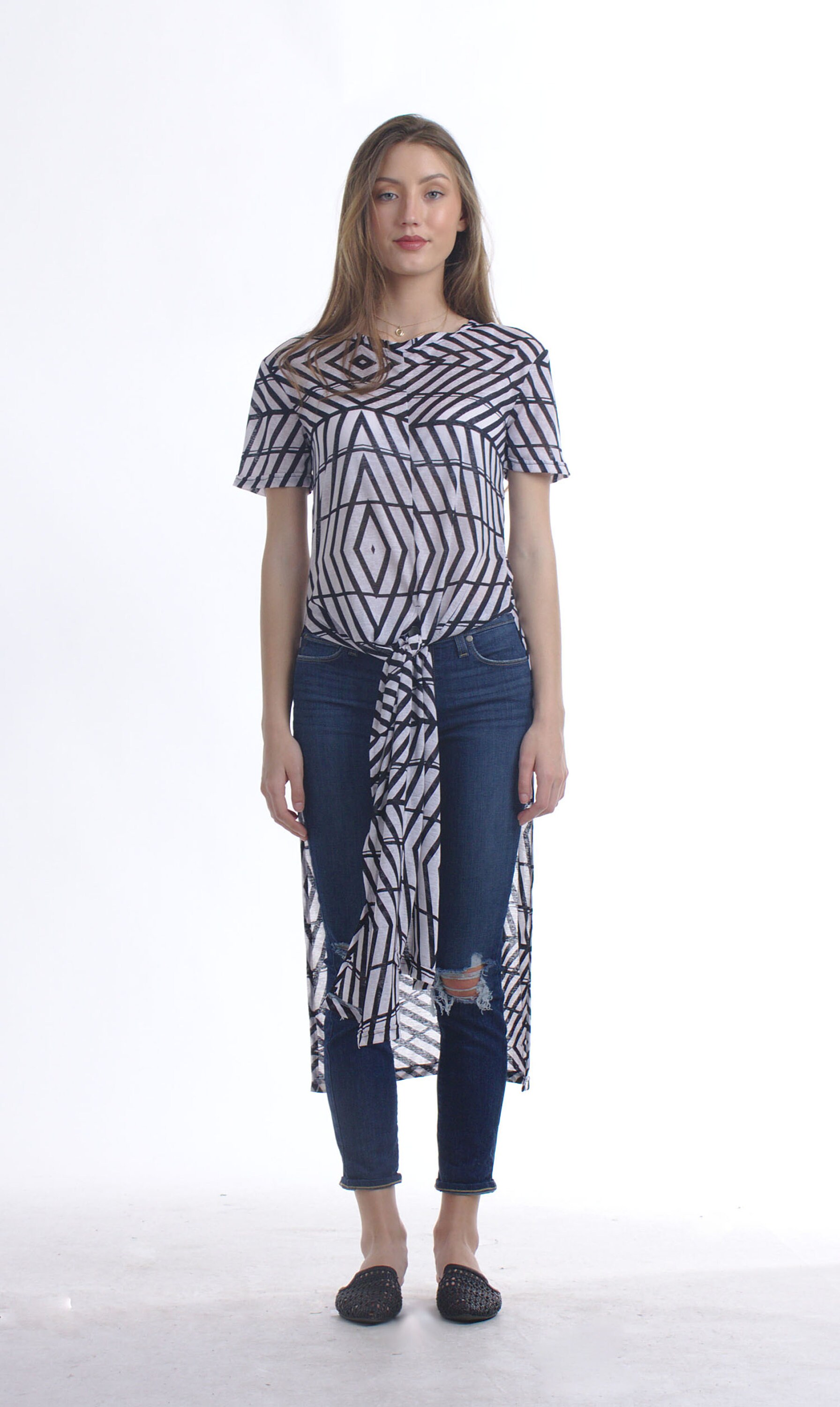 トップス arts & science Front slit ethnic blouse rennes — Ticca | Square Tunic Slit Shirt in Sax Blue