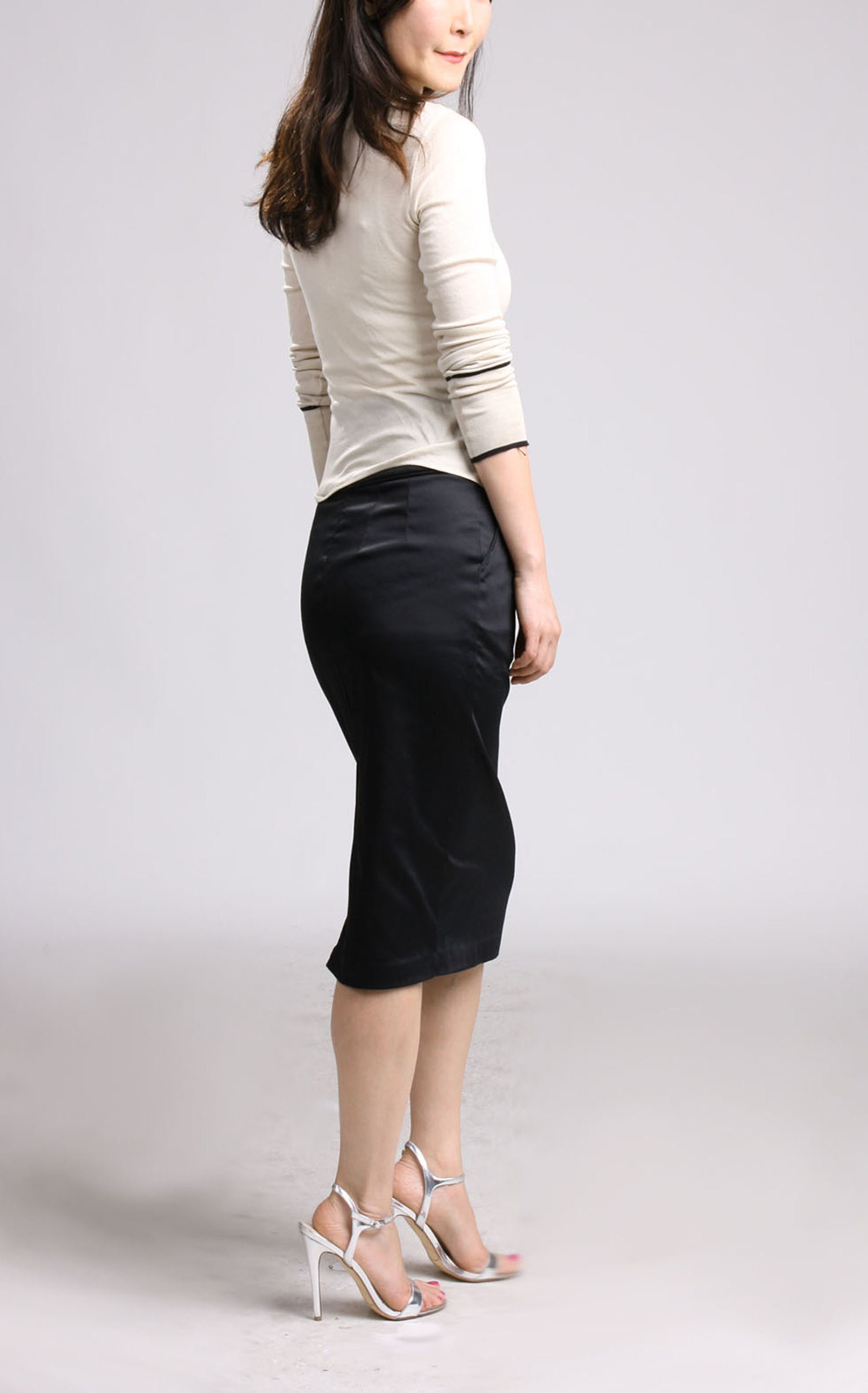 High Waist Pocket Pencil Midi Straight Plus Size Skirt