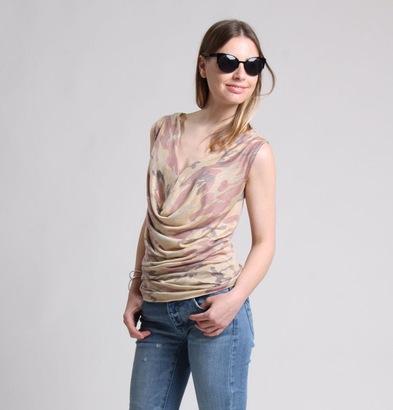 Cowl Neck Blouse Summer Blouse Sleeveless Blouse Office Etsy