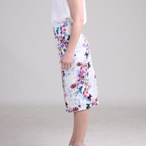 High Waist Skirt with Pocket / Pencil Skirt / White Skirt / Floral Skirt / Plus Size Skirt / Special Event Skirt / Party Skirt / Suit Skirt image 7