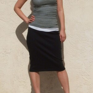 Black Pencil Skirt / Straight Midi Skirt / Plus Size Skirt/ Slim Fit Jersey Skirt/ Knee Length Skirt/ Office Skirt /ArtAffect Everyday Skirt image 3