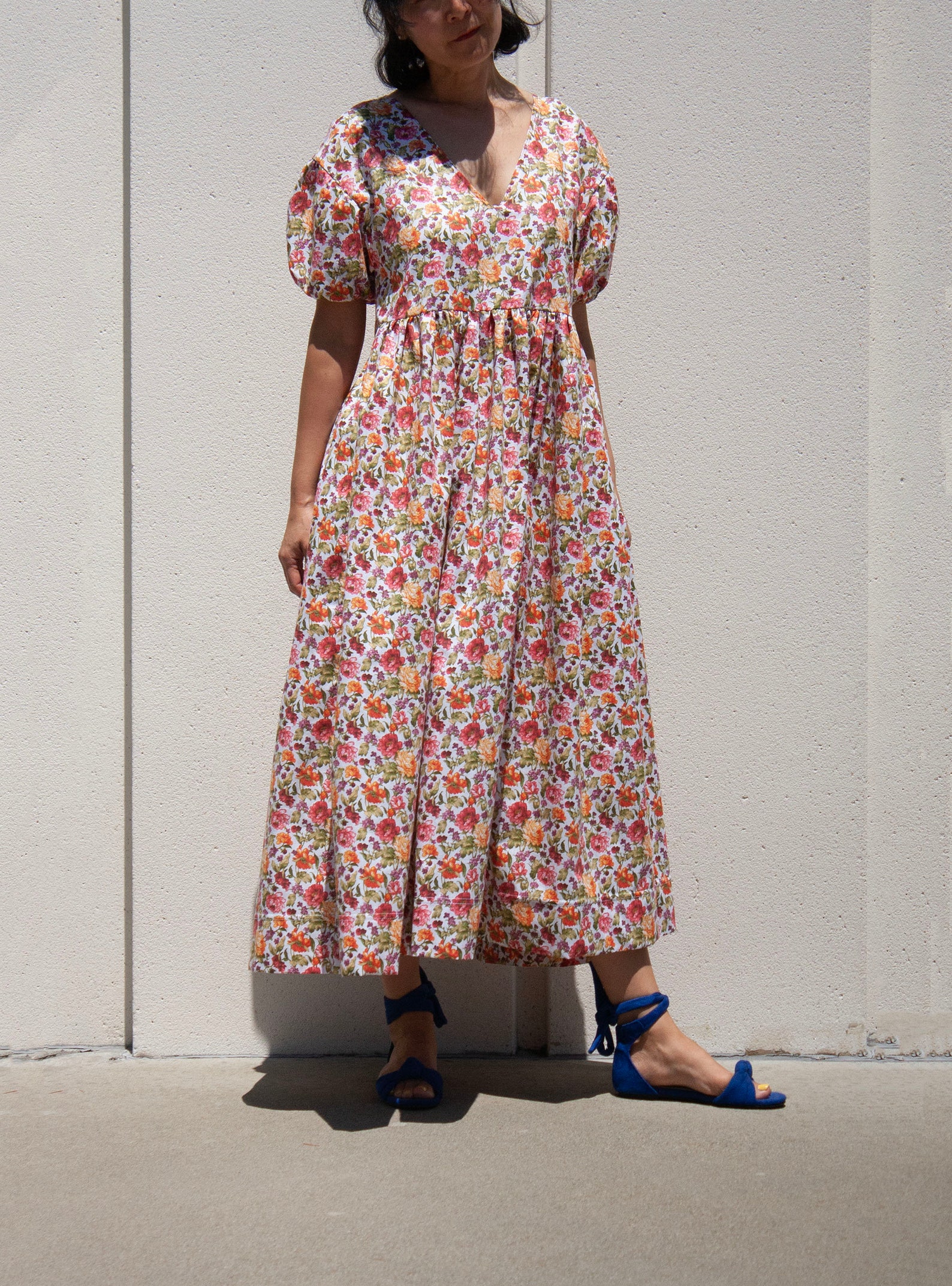 V-Neck Puff Sleeve Mini Dress - Garden Party Ready