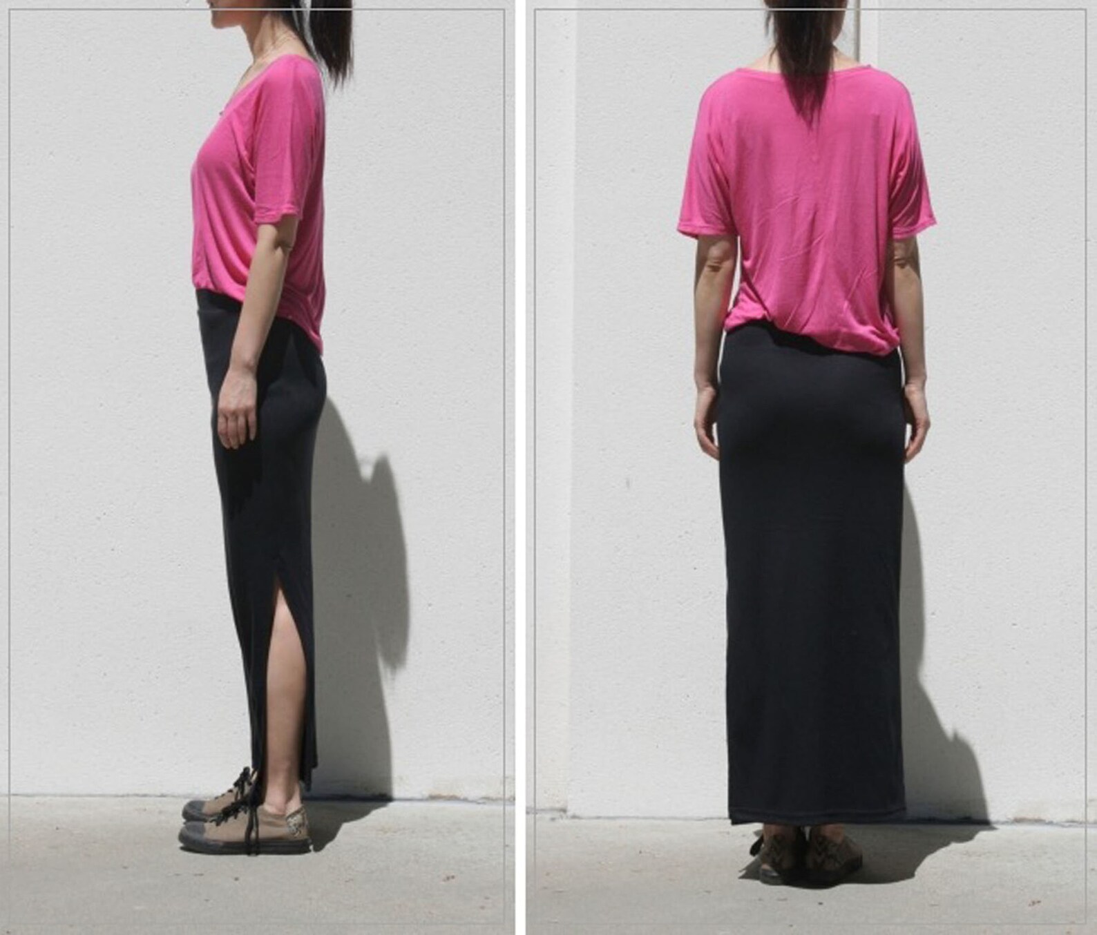 Black Straight Maxi Skirt / Side Split Maxi Skirt / Plus Size Etsy