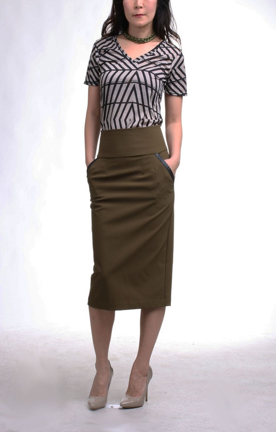 Brown pencil skirt clearance xxl