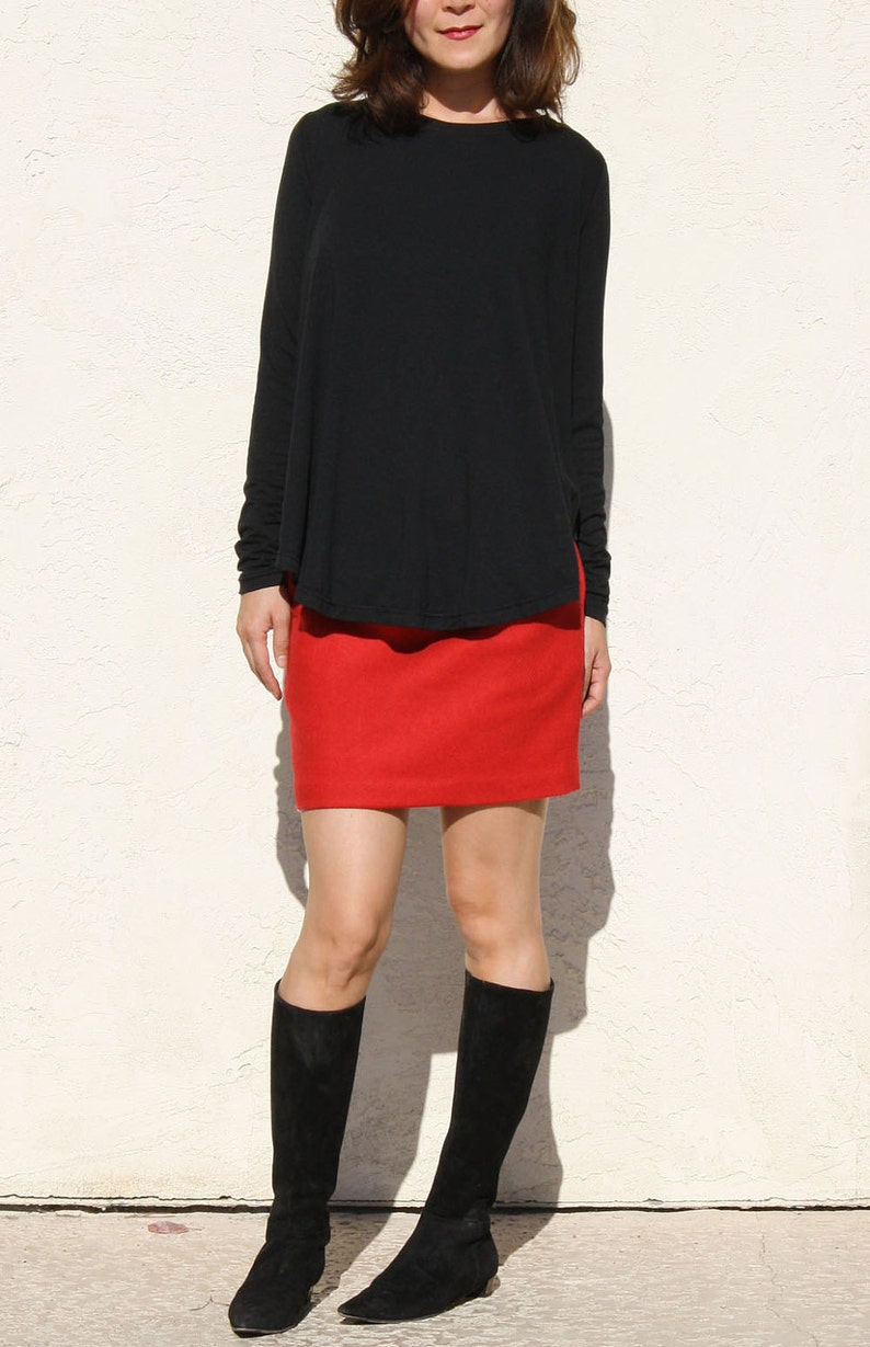 Sweet Red Wool Mini Skirt with Pockets Winter Wool Skirt Christmas Skirt Holiday Party Skirt Gift for Daughter Gift for Girlfriend