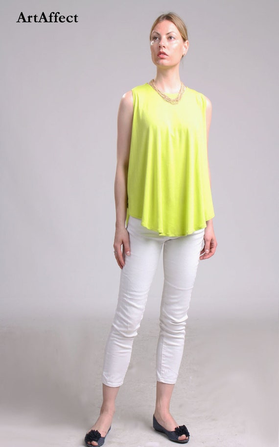 Rayon Summer Tops and Shirts in Green with Thread work