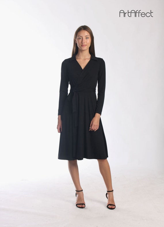 collar wrap dress