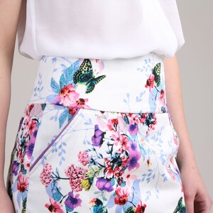 High Waist Skirt with Pocket / Pencil Skirt / White Skirt / Floral Skirt / Plus Size Skirt / Special Event Skirt / Party Skirt / Suit Skirt image 6