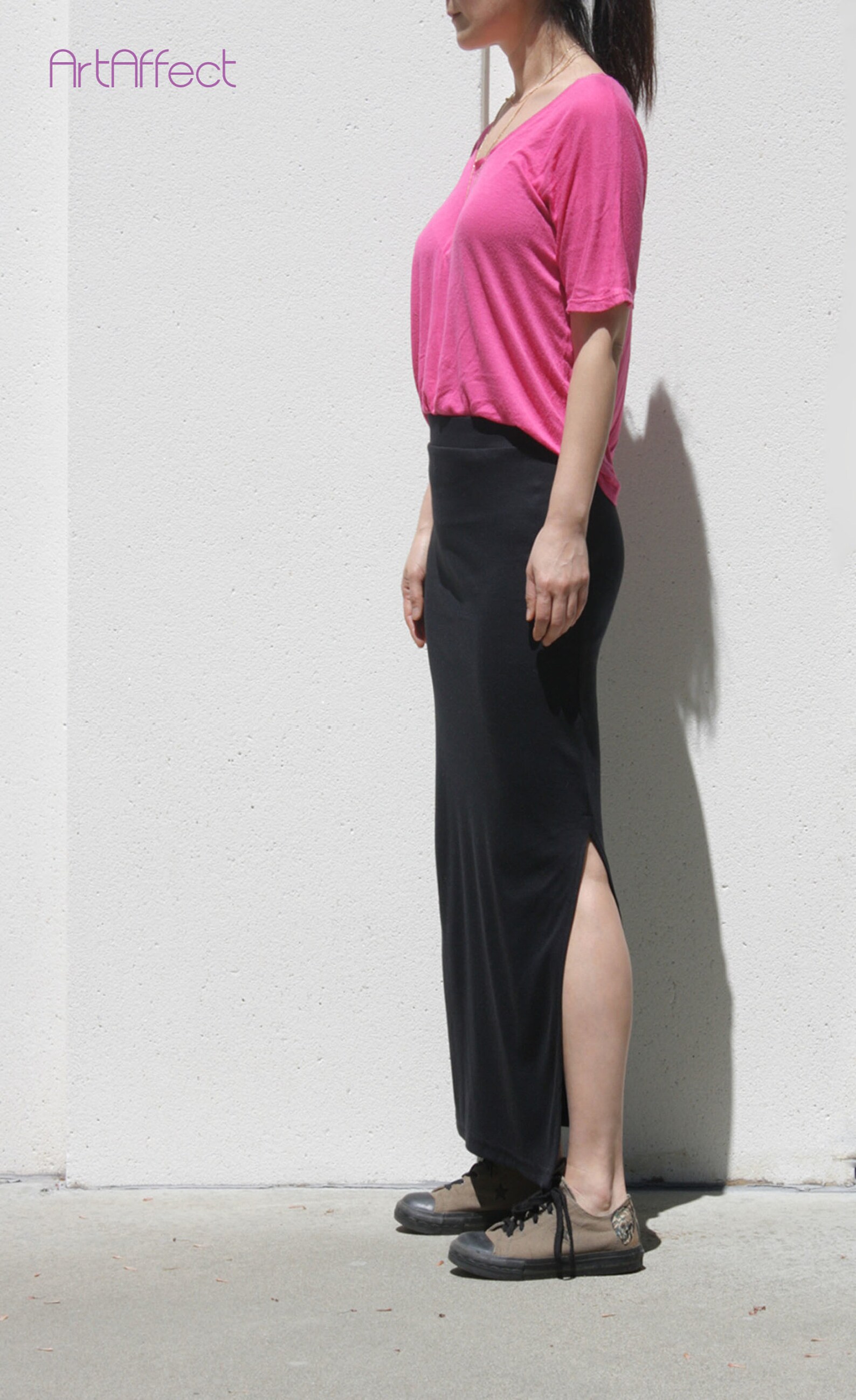 Black Straight Maxi Skirt / Side Split Maxi Skirt / Plus Size Etsy