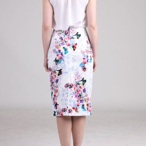 High Waist Skirt with Pocket / Pencil Skirt / White Skirt / Floral Skirt / Plus Size Skirt / Special Event Skirt / Party Skirt / Suit Skirt image 8