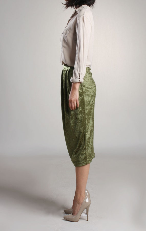 Gold Draped Velvet Skirt Pleated Skirt With Pocket Tulip Etsy