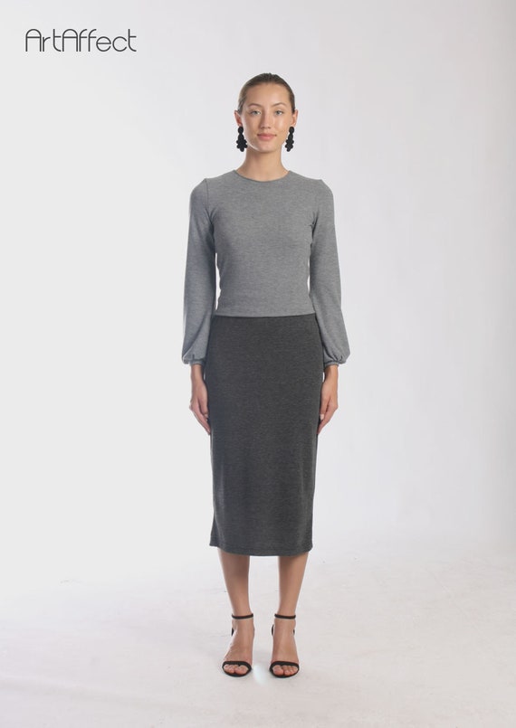 Wool Cashmere Midi Knit Skirt | Natural for birds | birdsnest Australia