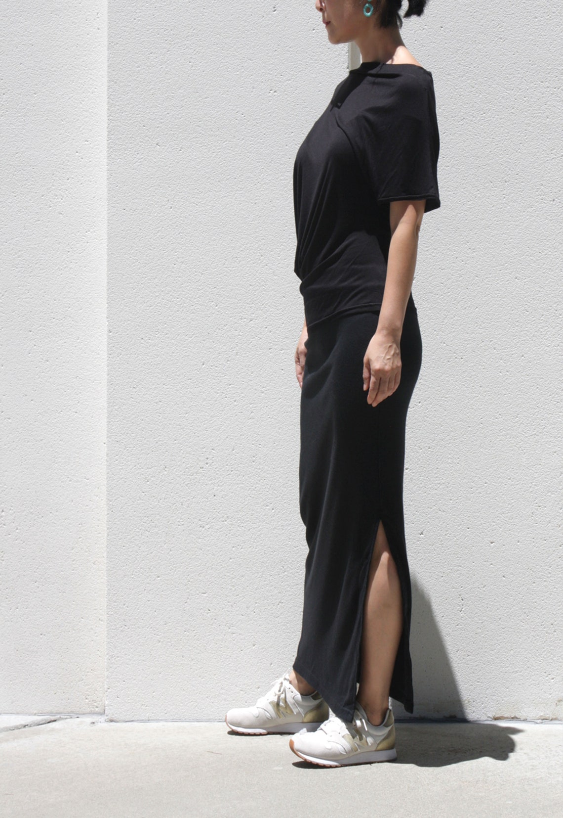 Black Straight Maxi Skirt / Side Split Maxi Skirt / Plus Size Etsy