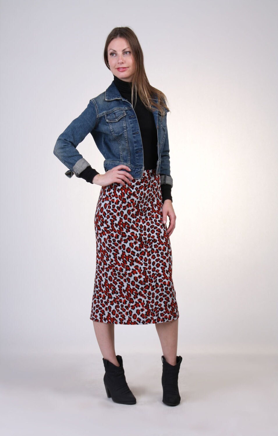 Animal print top midi tube skirt