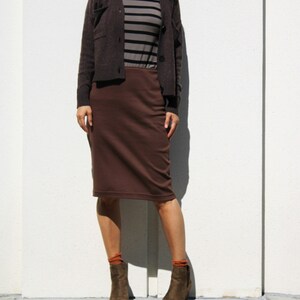 Black Pencil Skirt / Straight Midi Skirt / Plus Size Skirt/ Slim Fit Jersey Skirt/ Knee Length Skirt/ Office Skirt /ArtAffect Everyday Skirt image 7