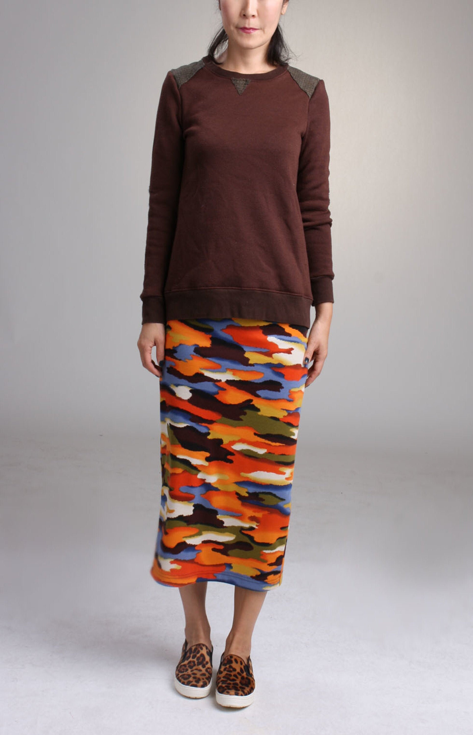 Camouflage Straight Midi Skirt Multi Color Pencil Skirt - Etsy UK