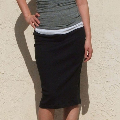Black Pencil Skirt / Straight Midi Skirt / Plus Size Skirt/ - Etsy