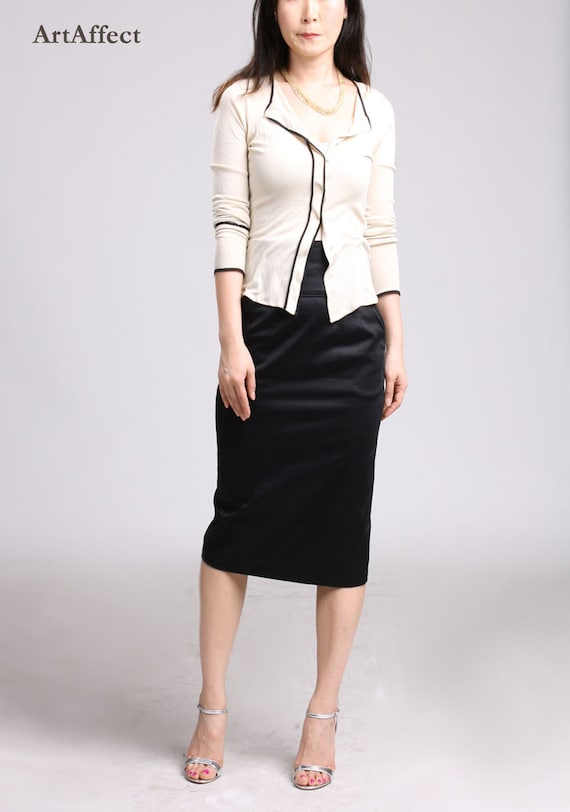 High Waist Skirt With Pocket / Black Pencil Skirt / Midi Skirt / Straight  Skirt /plus Size Skirt / Office Suit Skirt / Knee Length Skirt -   Ireland
