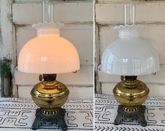 Vintage Lamp Shade Globe 3 7/8” Fitter Custard Glass Ruffled Edge 5” Tall 