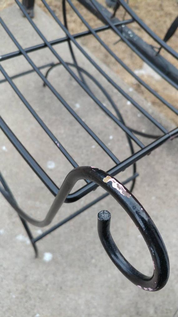 Vintage Wrought Iron Vanity Stool Bench Measuring 22 X 20 X 11