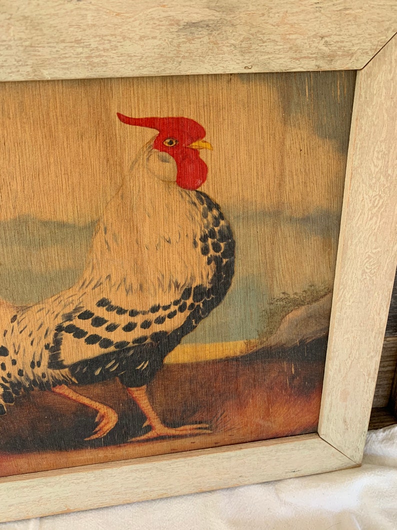 Vintage Rustic Farmhouse Kitchen Framed French Rooster Painted Etsy
