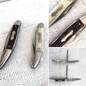 Vintage PAIR of Colonial Two Blade Folding Fish Knives (measurements in photos) ~ Collectible Knives ~ Fishermans Gift ~ Vintage Knives ~