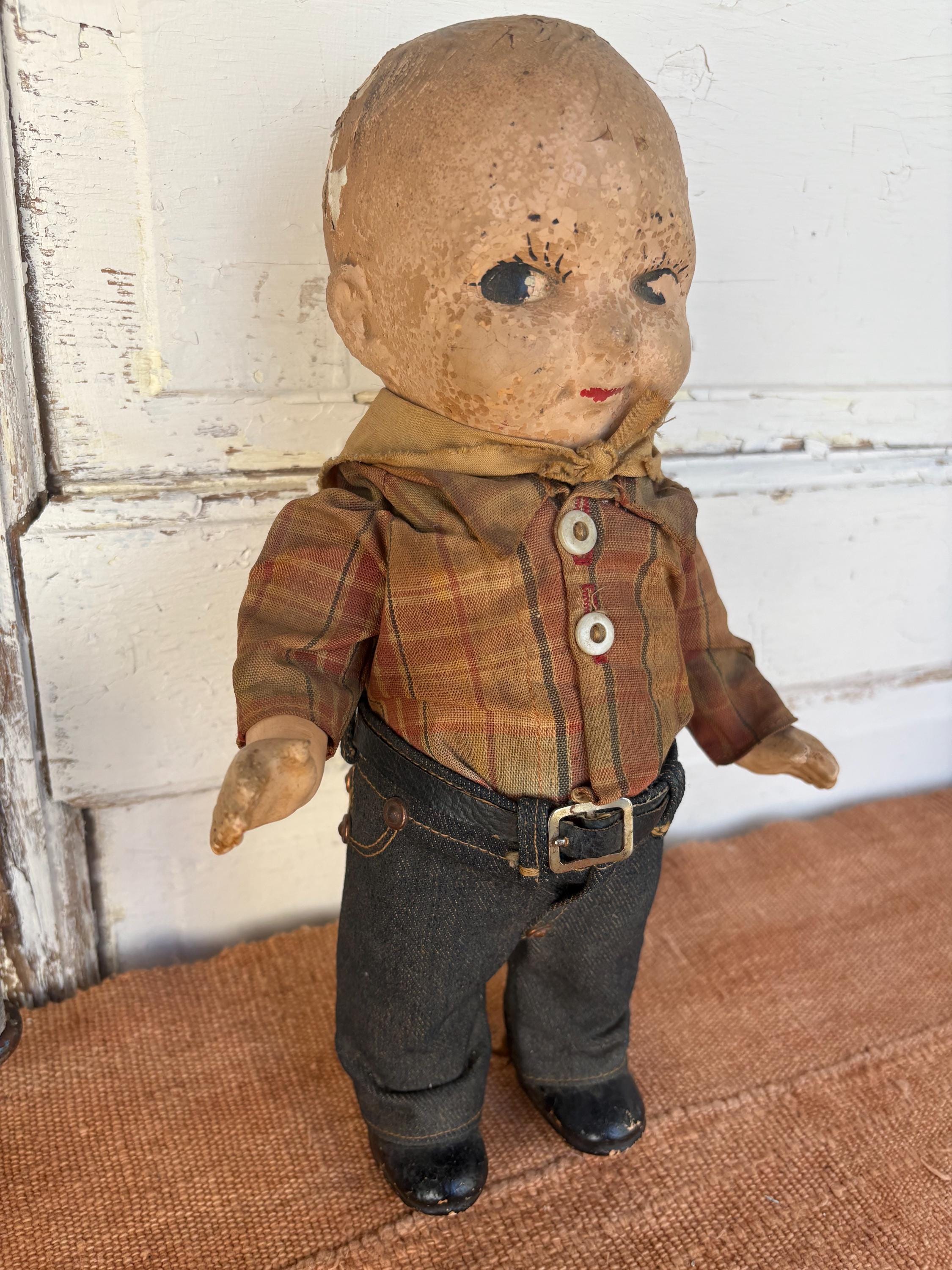 Vintage Buddy Lee Composition Doll Measuring 13