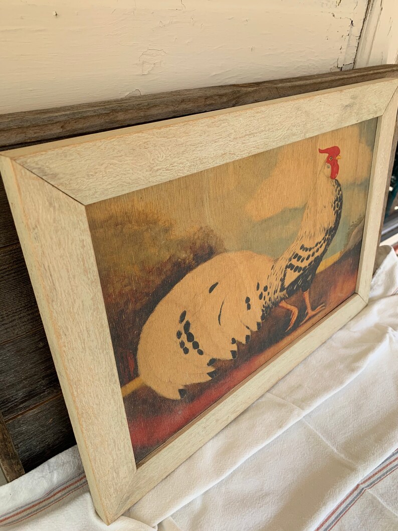 Vintage Rustic Farmhouse Kitchen Framed French Rooster Painted Etsy