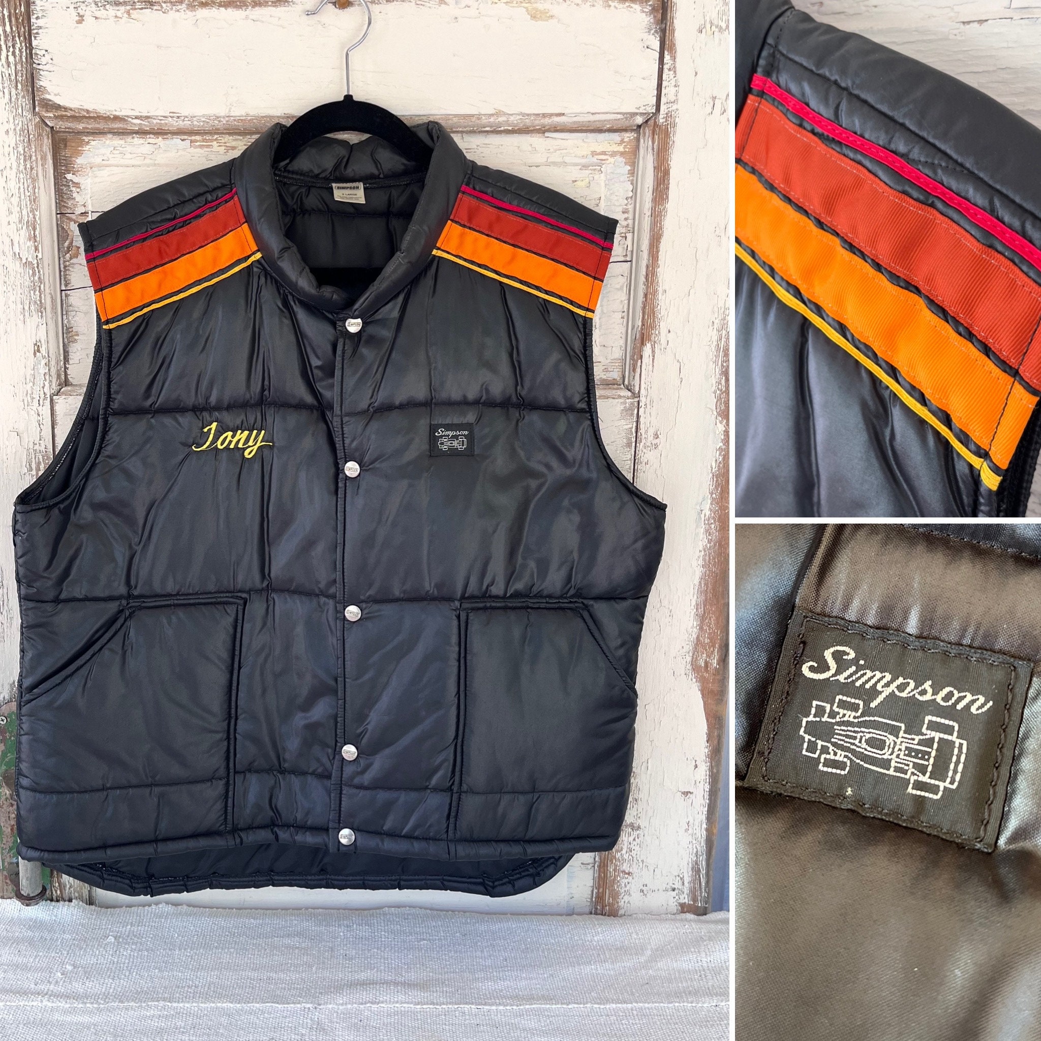 RESERVED - Vintage 80's Simpson Race Products Puffer Vest W RESERVED - Vintage 80's Simpson Race Products Puffer Vest W