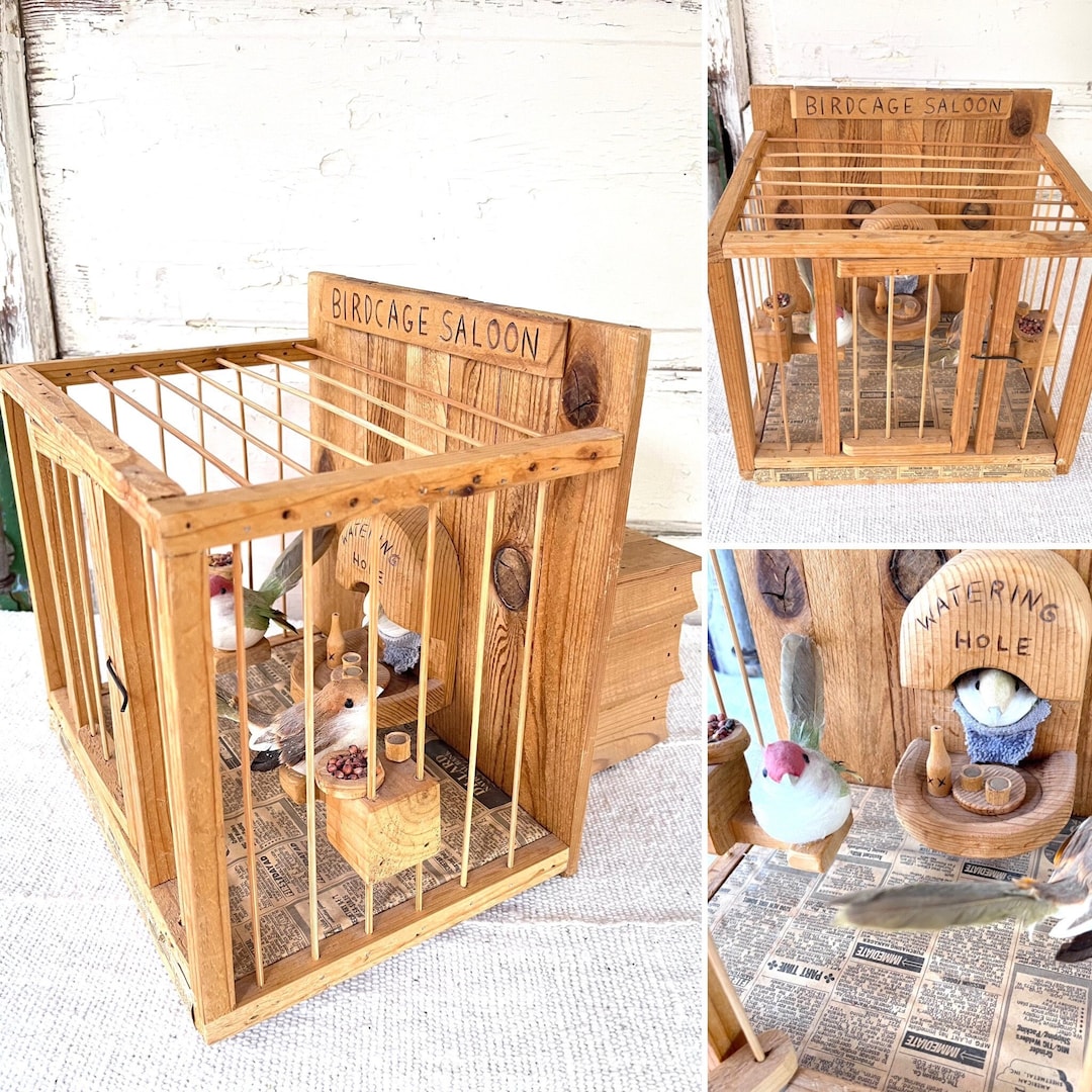 Picture of Super Cool Vintage Handcrafted BIRD CAGE SALOON Bank Diorama With Birds ...