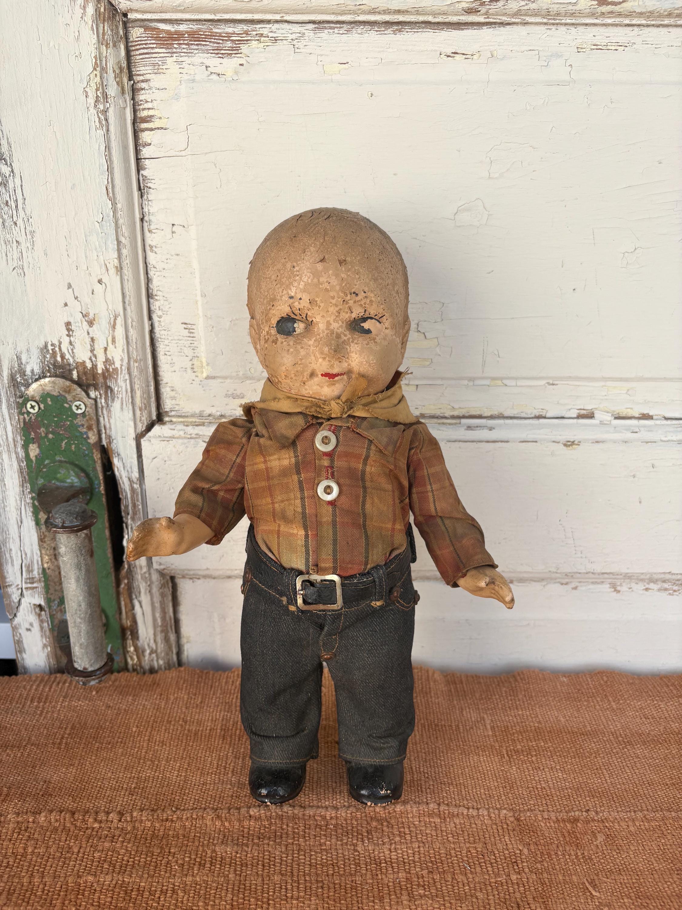 Vintage Buddy Lee Composition Doll Measuring 13