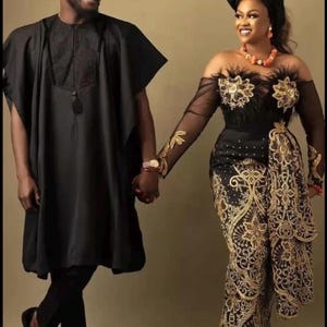 Elegante abito tradizionale nigeriano per coppie – Abiti da matrimonio nigeriani, coppie africane, matrimonio nigeriano.