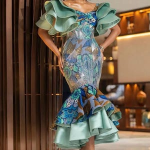 elegant african wedding guest dresses Elegant African Wedding Guest Dress with Colorful Embroidery Details