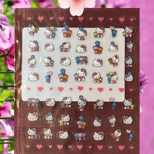 1 Pack Adhesive Cute Kawaii Pink Cat Cartoon Nail Stickers