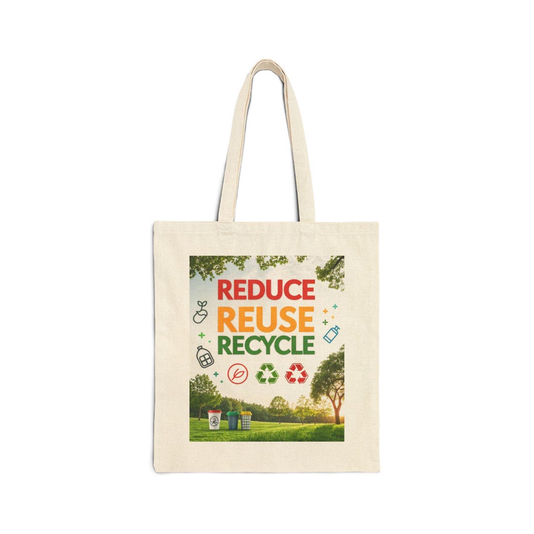 Canvas Tote Bag - Reduce, Reuse, Recycle Design - Etsy Canada