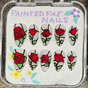 Rose Stained Glass Press on Nails