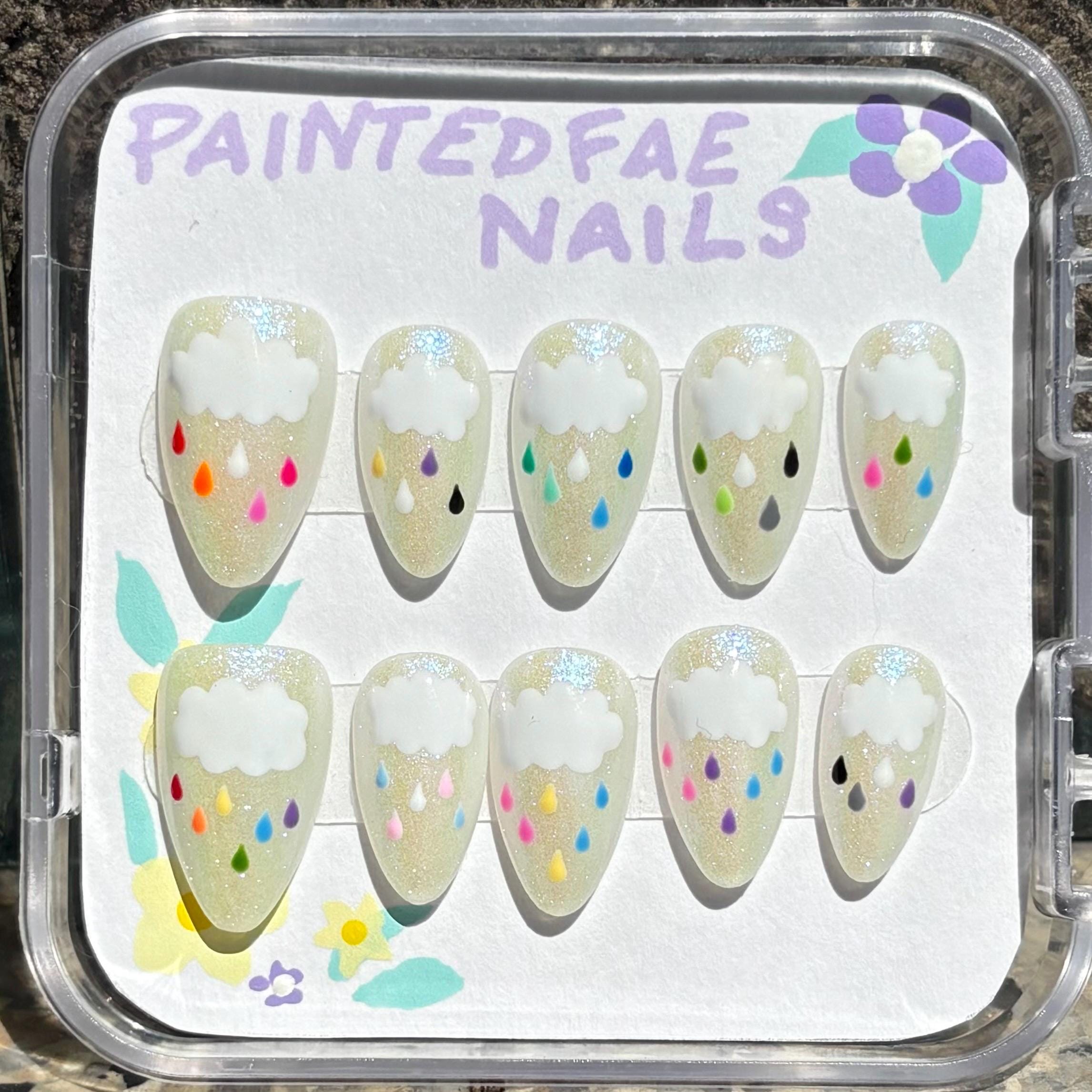 Pride Rain Cloud Nails