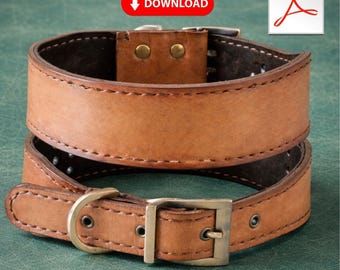 Leather Dog Collar PDF Pattern – Digital Download – Printable Dog Collar Template (S M L)