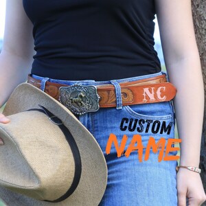 Hand Tooled Leather Western Belt: Personalized Cowboy Belt