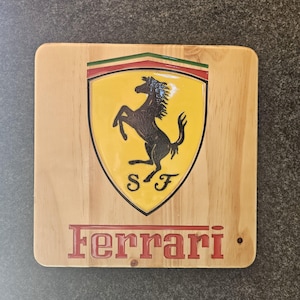 FERRARI logo wall plaque - Wood & Resin