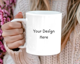 Digital 11 oz White Mug MockUp 11 oz Coffee Cup Mock up Coffee Cup Mockup PNG Digital Download Canva Drag and Drop White Ceramic Mug Mockup