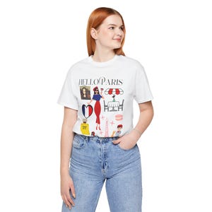 Parisienne Delights T-Shirt, Paris Themed Tee, French Colors Shirt, Eiffel Tower Top, Fashion Outfit