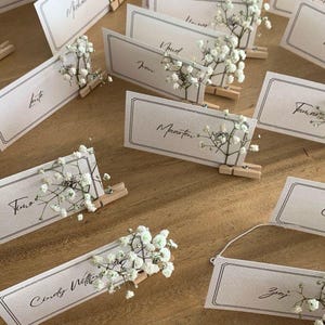 Modèle modifiable de cartes de visite de mariage pour la Table de mariage Modèle de décoration de mariage minimaliste Marque-places de mariage Signes imprimables Cadre de table