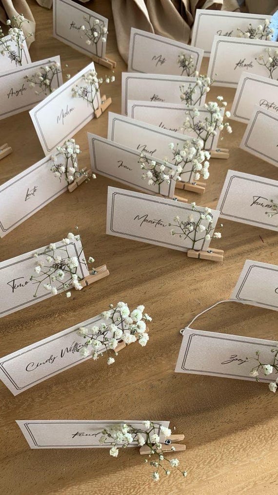Minimalist Wedding Place Cards: Elegant Calligraphy, Printable Template
