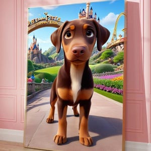 Aangepast huisdierportret in Disney-stijl van foto – gepersonaliseerde hond cartoon afbeelding, digitale huisdier kunstprint, uniek cadeau voor dierenliefhebbers, hond