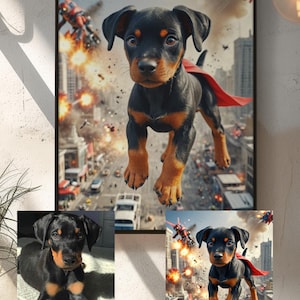Custom Superhero Pet Portrait  Epic Digital Wall Art from Your Dog’s Photo, Action-Packed Cartoon Style Gift Personalized Home Decor