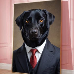 Custom Business Pet Portrait Dog or Cat in Suit Digital Art Funny CEO Pet Print Personalized Office Wall Decor Downloadable Pet Artwork